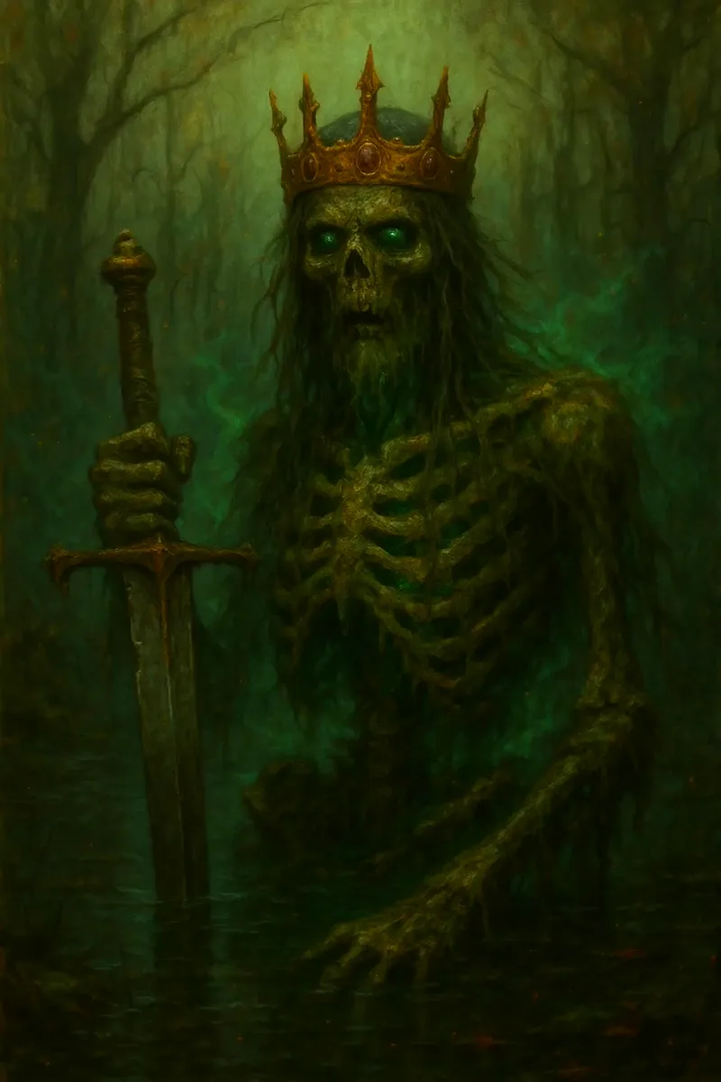 Glowing Green Magic Skeleton King with Crown - AI Image Gallery | Diffus