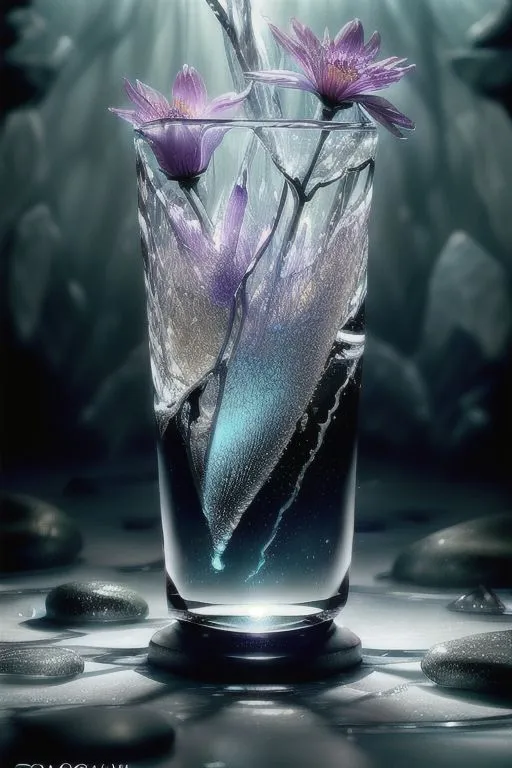 Crystal Flowers in Glass Vase with Nature Elements - AI Image Gallery ...