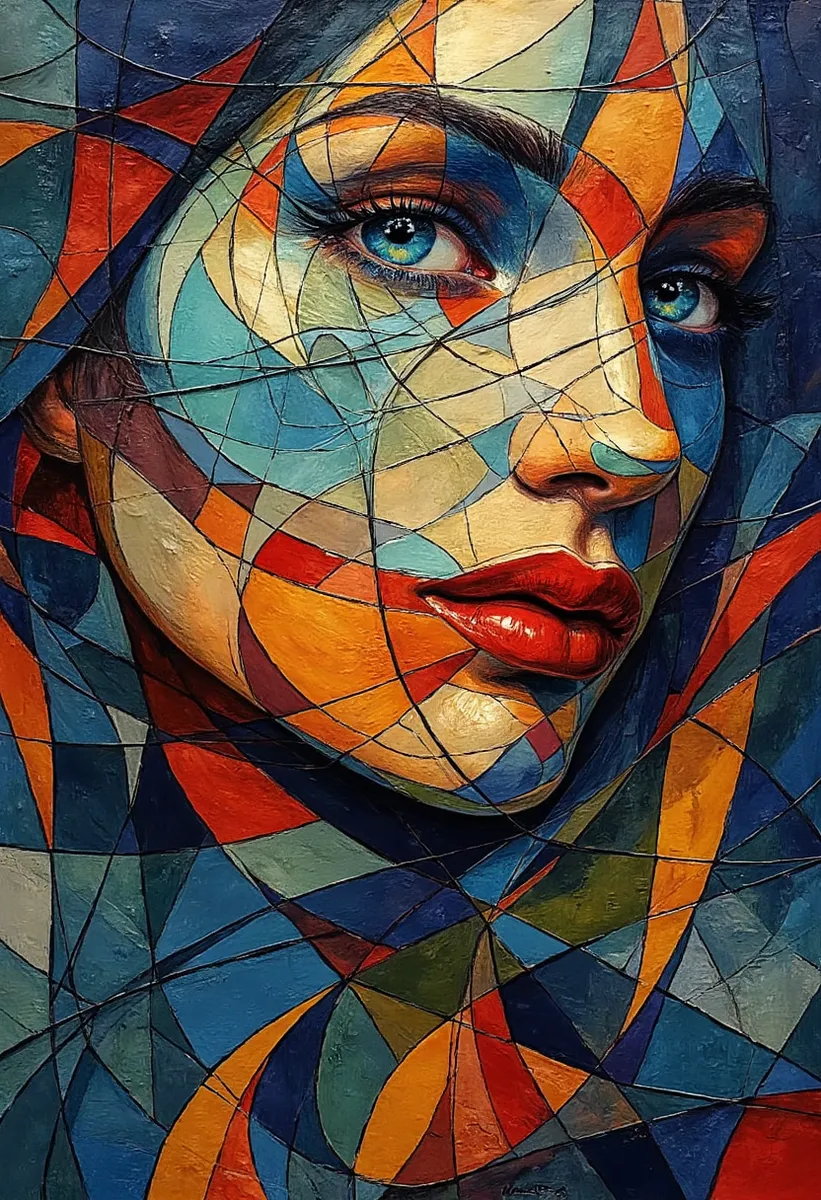 Geometric Abstraction of Woman's Face in Kaleidoscopic Colors - AI ...