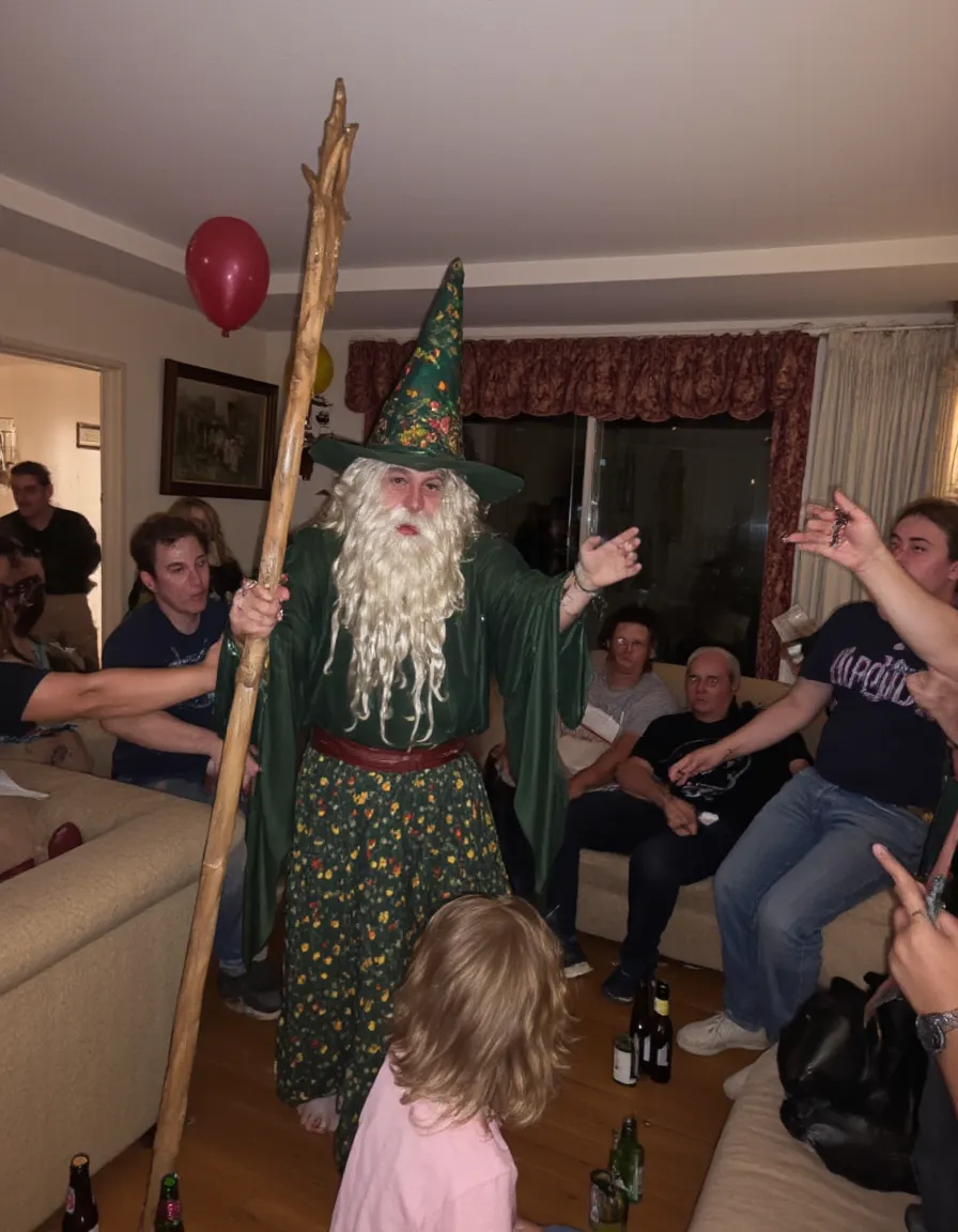 Wizard Costume at Early 2000s Living Room Party - AI Image Gallery | Diffus