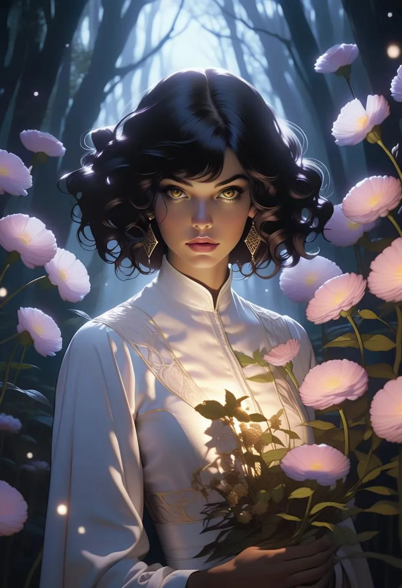 Herbalist in Moonlit Meadow with Magical Herbs - AI Image Gallery | Diffus