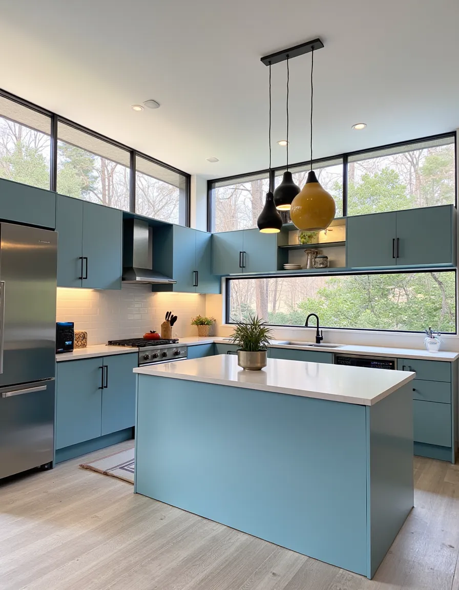 Modern Kitchen with Light Blue Cabinets and Island - AI Image Gallery ...
