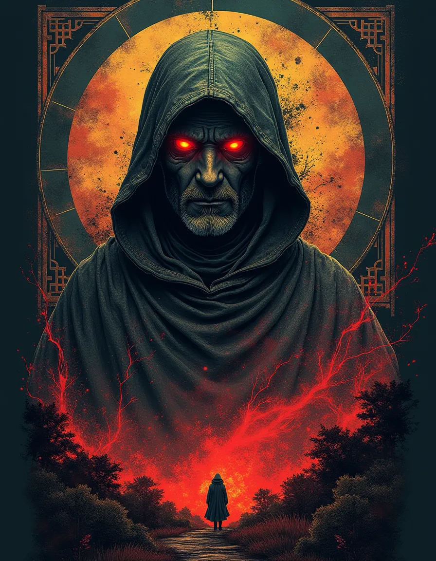 Dark Hooded Figure with Red Glowing Eyes - AI Image Gallery | Diffus