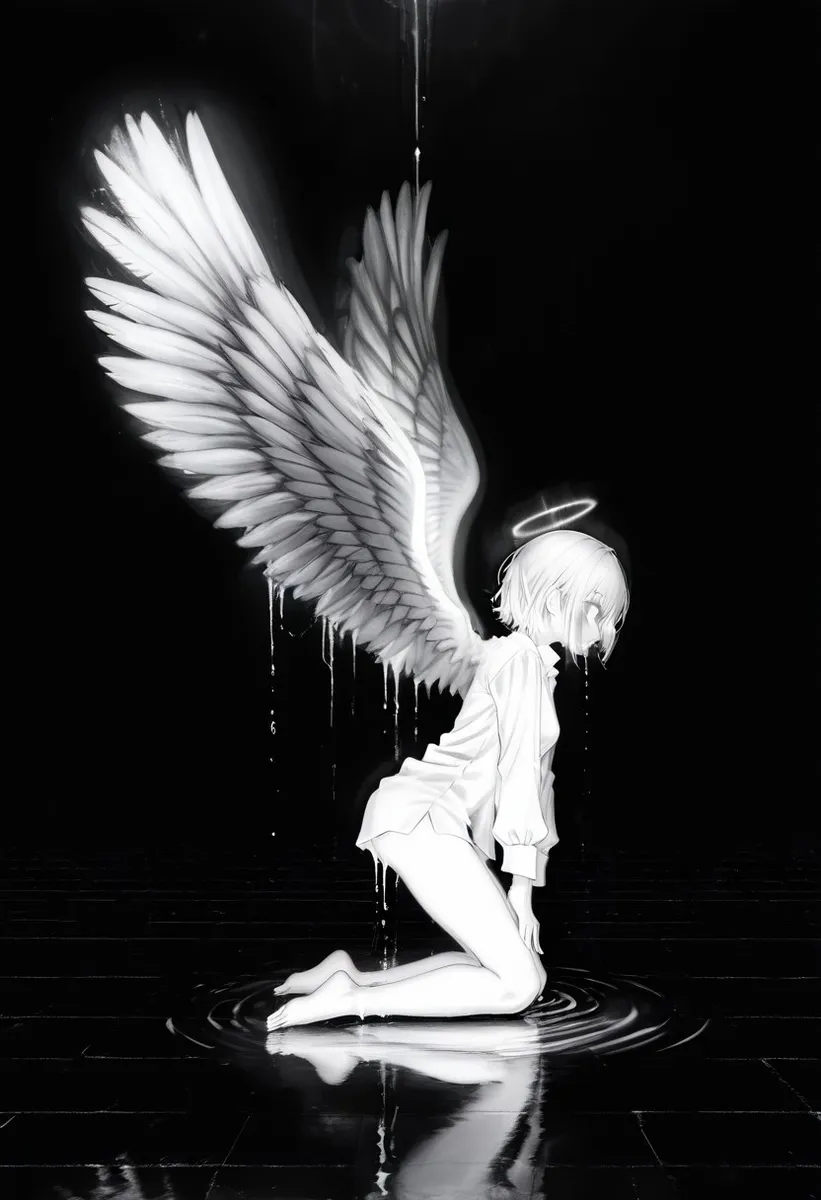 Angel Wings Glowing Halo with Reflection - AI Image Gallery | Diffus