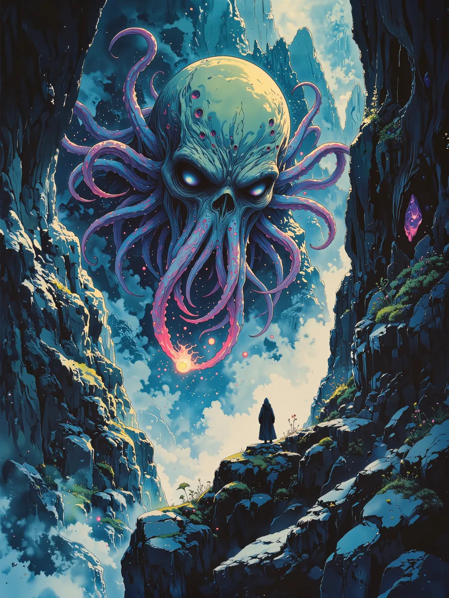 Cthulhu Tentacles Loom Over Mountain Gorge - AI Image Gallery | Diffus