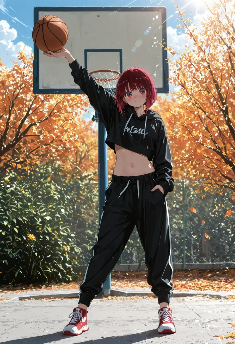 Anime Girl in Sportswear Playing Basketball Outdoors - AI Image Gallery ...