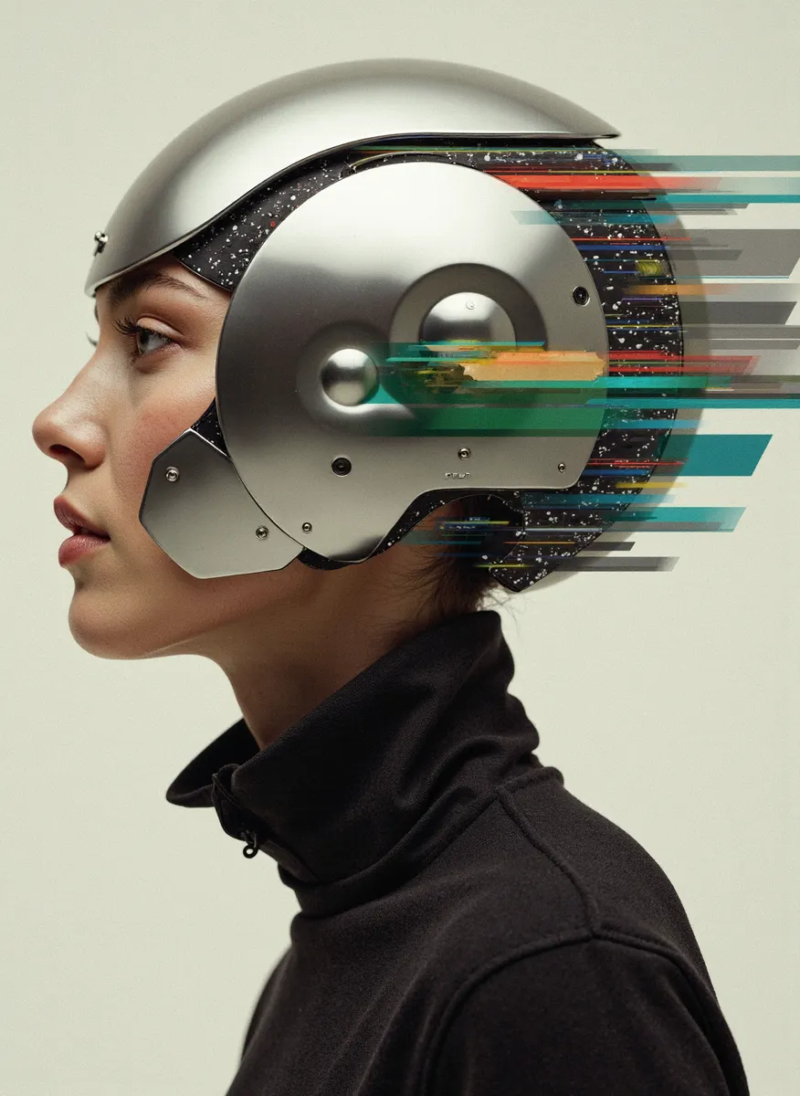 Futuristic Helmet Digital Fashion Portrait - AI Image Gallery | Diffus