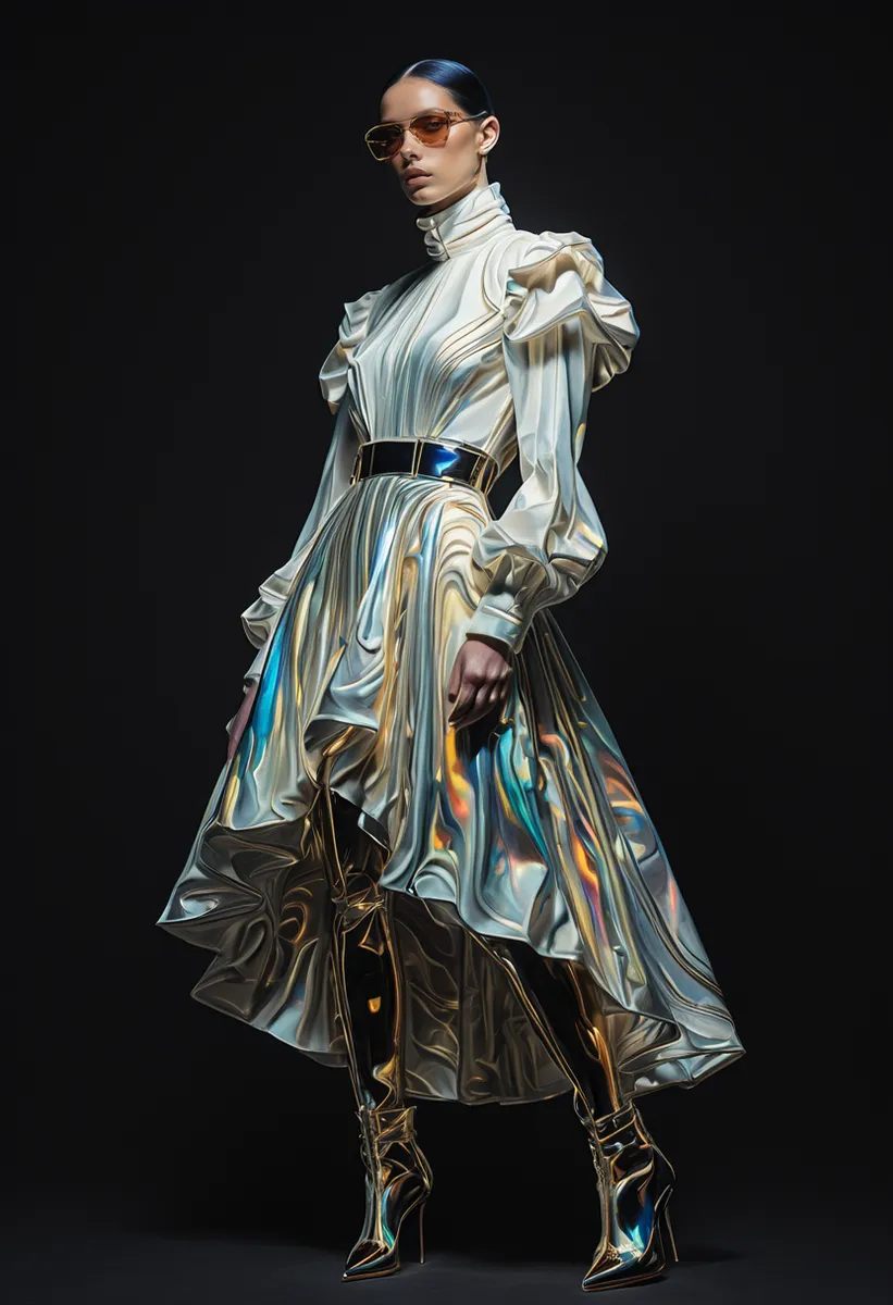 Futuristic Silk Shirt Dress