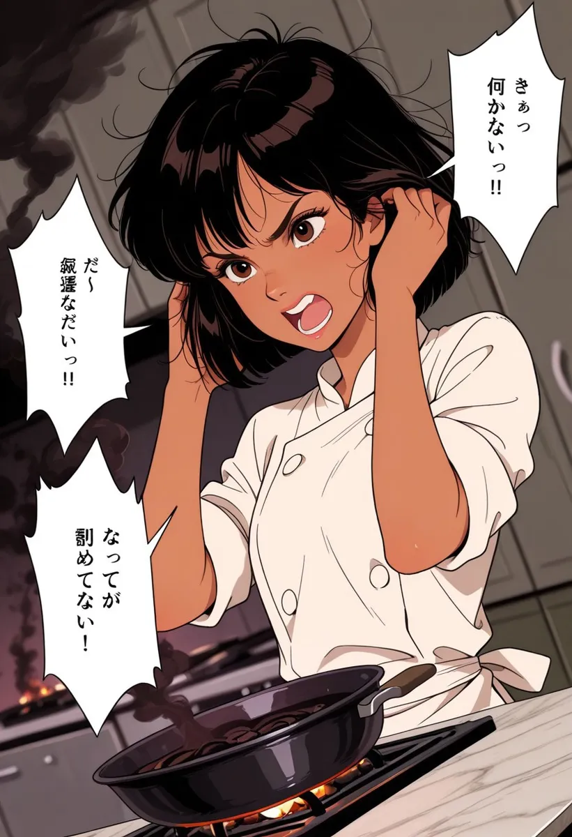 Angry Chef in Professional Kitchen with Smoke - AI Image Gallery | Diffus