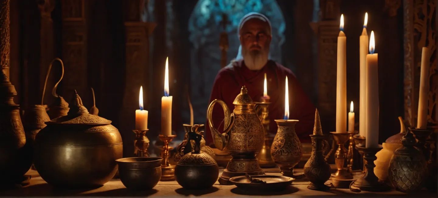 Ritualistic Implements with Candlelight Glow - AI Image Gallery | Diffus