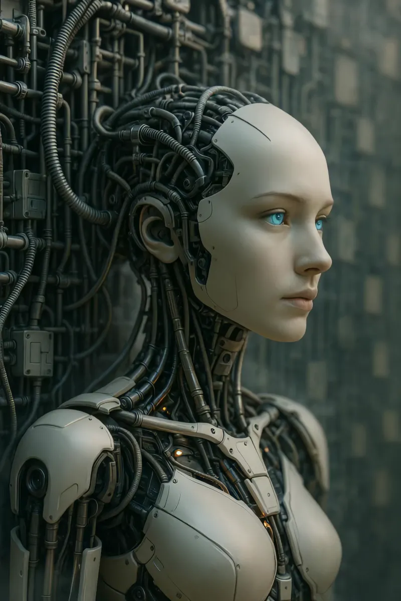 Female Android Biomechatronic Portrait with Industrial Details - AI ...
