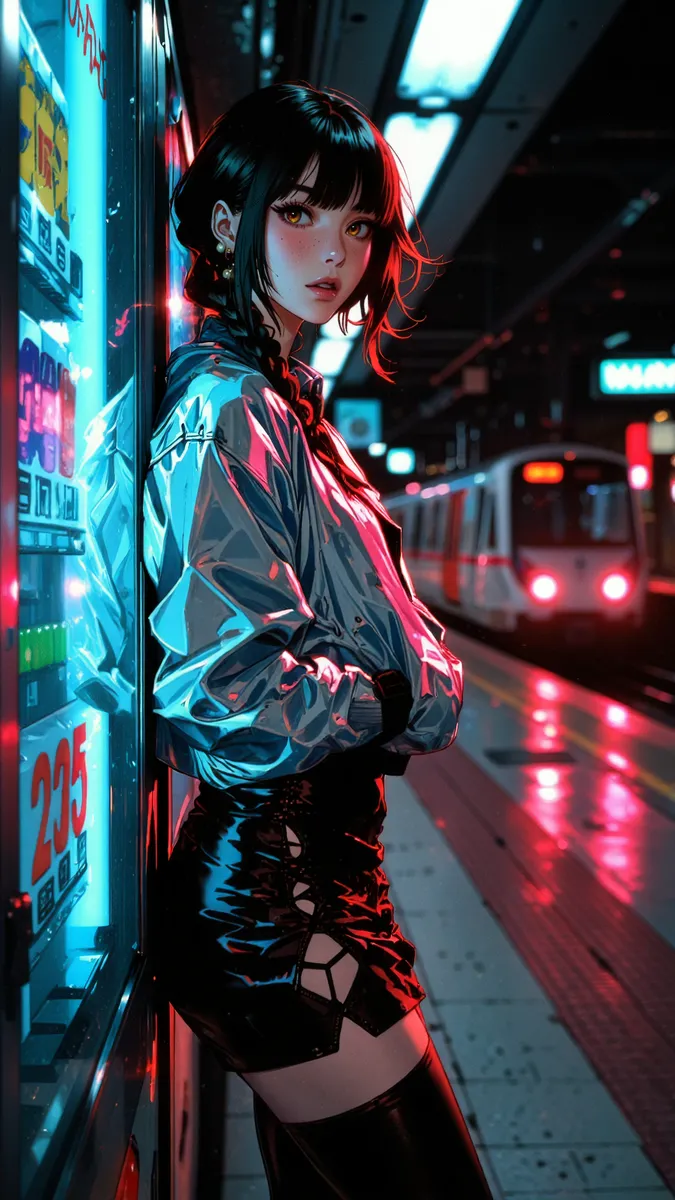 Anime Girl in Futuristic Subway with Neon Lights - AI Image Gallery ...
