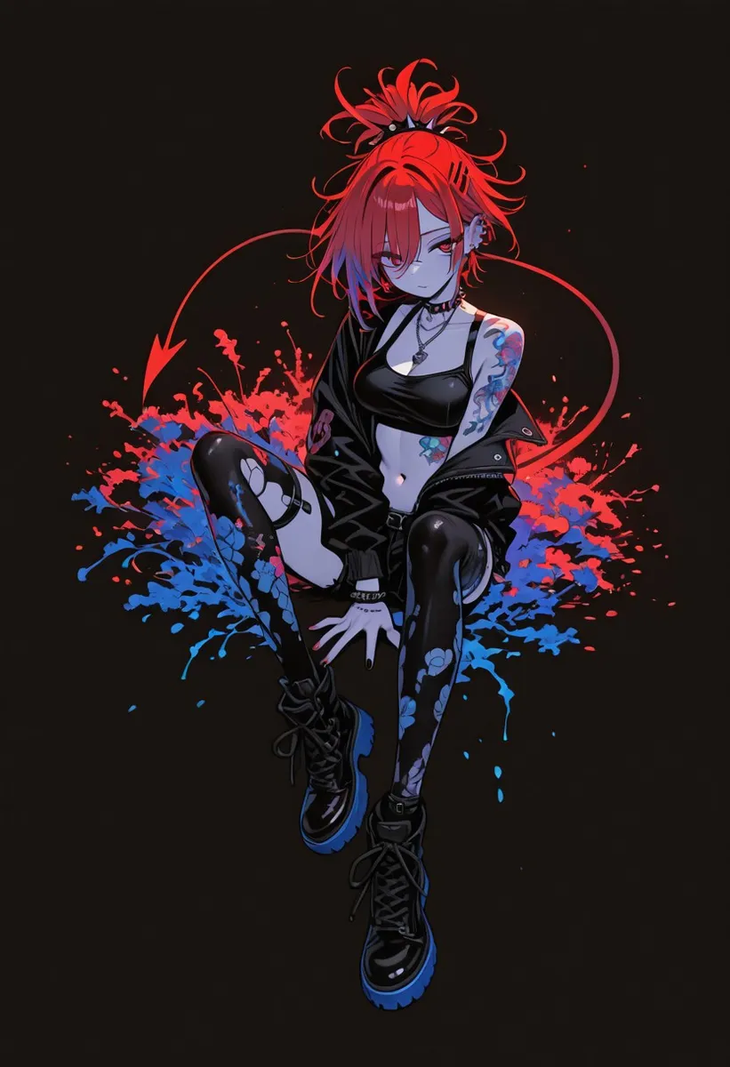 Punk Girl with Tattoos in Dynamic Pose - AI Image Gallery | Diffus