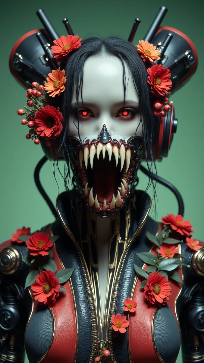 Cyberpunk Biomechanical Woman with Glowing Red Eyes - AI Image Gallery ...