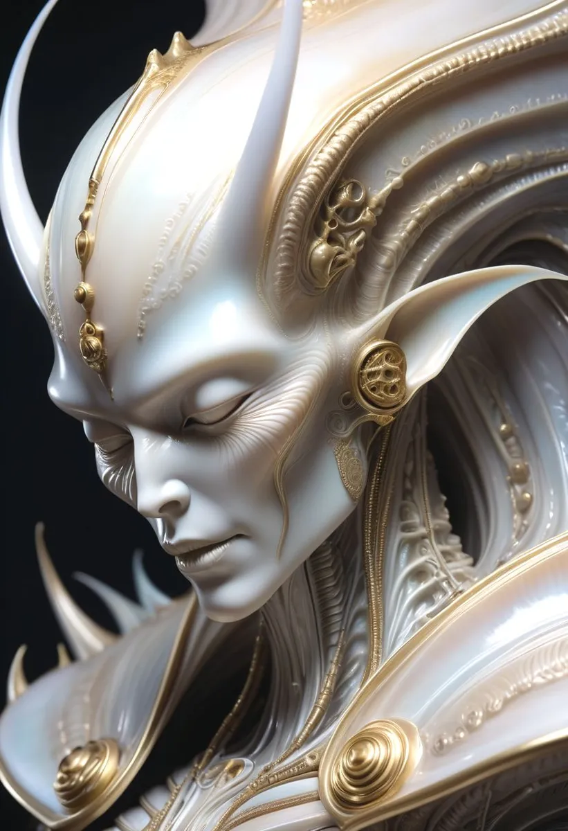 King Vampire Alien Bas Relief with Gold Accents - AI Image Gallery | Diffus
