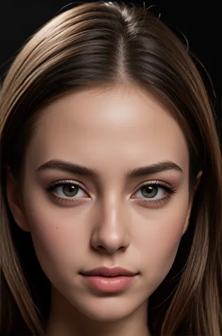 Close-up portrait of a young woman with detailed face, clear eyes, and smooth skin rendered in high resolution with intricate details.
