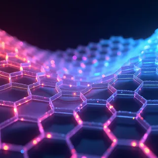 Close-up of a highly detailed honeycomb structure with thin edges and RGB neon lighting in an abstract volumetric setting resembling an LCD screen.