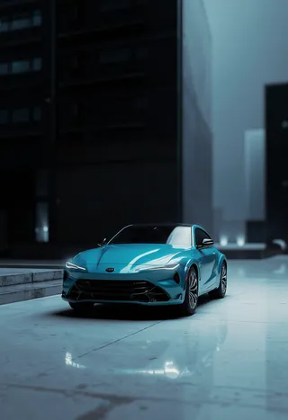 Sleek turquoise car showcased in a high contrast, modern automotive advertisement style with fine art photography and minimalist background.