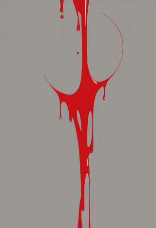 Red blood dripping down on a flat gray background, illustrated with flat colors and a smooth, stylized look.