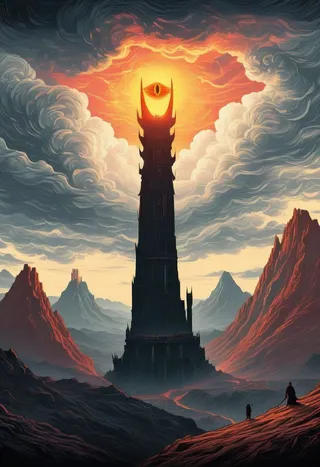 Tour de Sauron | Barad-dûr (Mordor, Terre du Milieu) (Le Seigneur des Anneaux) [Illustrious & SDXL] SDXL