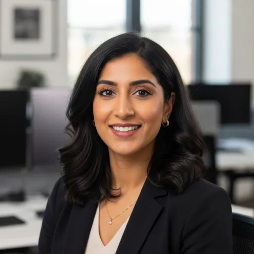 モダンなワークスペースでヘッドセットをつけた女性