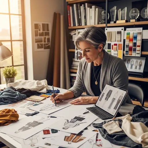 スタジオで短髪で笑顔の女性